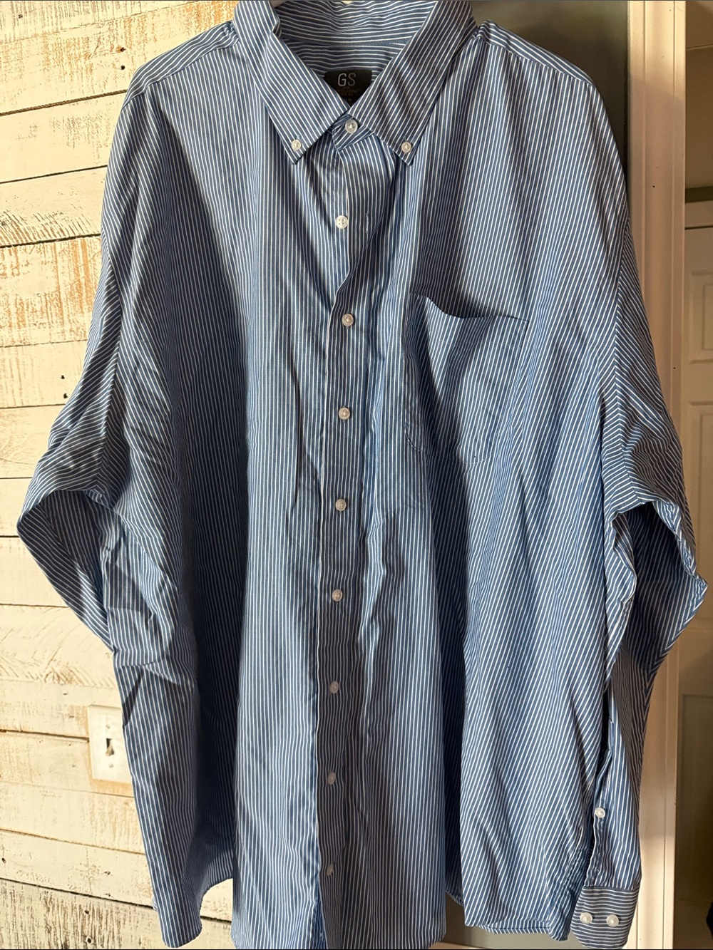 GS Men's Light Blue Pinstripe Dress Shirt